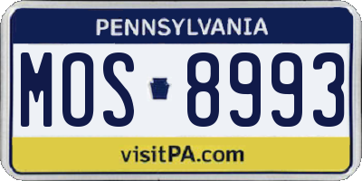 PA license plate MOS8993