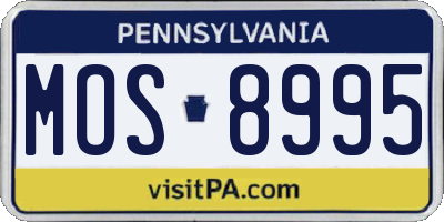 PA license plate MOS8995