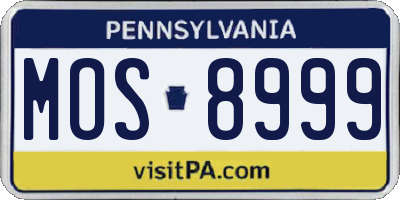 PA license plate MOS8999