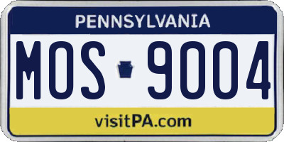 PA license plate MOS9004