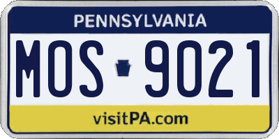 PA license plate MOS9021