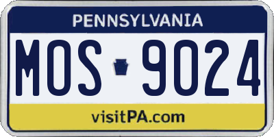 PA license plate MOS9024