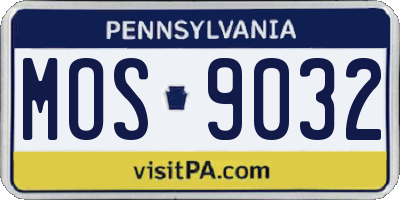 PA license plate MOS9032