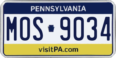 PA license plate MOS9034
