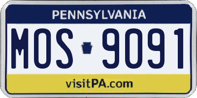 PA license plate MOS9091