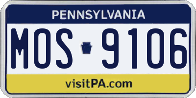 PA license plate MOS9106