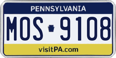 PA license plate MOS9108