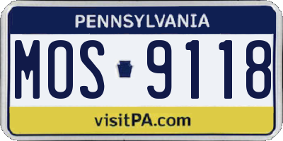 PA license plate MOS9118