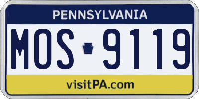 PA license plate MOS9119