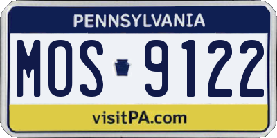 PA license plate MOS9122