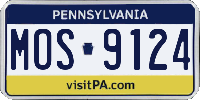 PA license plate MOS9124