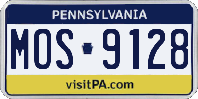 PA license plate MOS9128