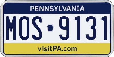 PA license plate MOS9131
