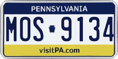 PA license plate MOS9134