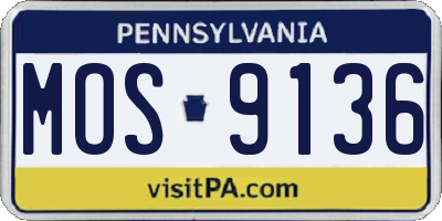 PA license plate MOS9136