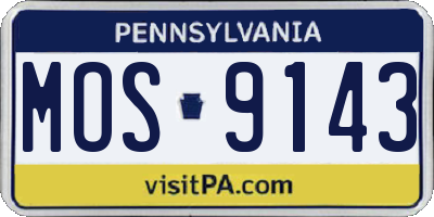 PA license plate MOS9143