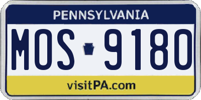 PA license plate MOS9180