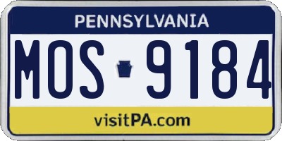 PA license plate MOS9184
