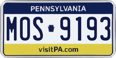 PA license plate MOS9193