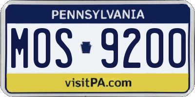 PA license plate MOS9200