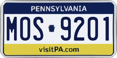 PA license plate MOS9201
