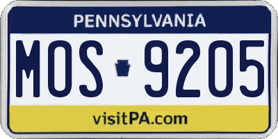 PA license plate MOS9205