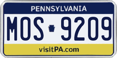 PA license plate MOS9209