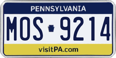 PA license plate MOS9214