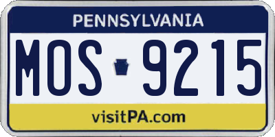 PA license plate MOS9215