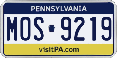 PA license plate MOS9219