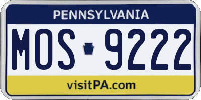 PA license plate MOS9222