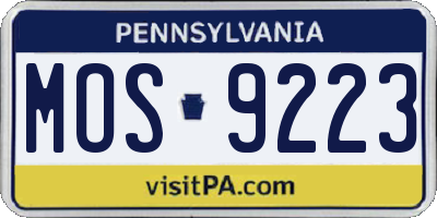 PA license plate MOS9223