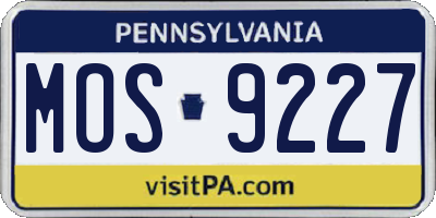 PA license plate MOS9227