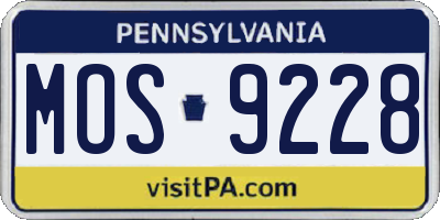 PA license plate MOS9228