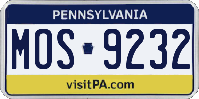 PA license plate MOS9232