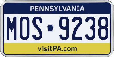 PA license plate MOS9238