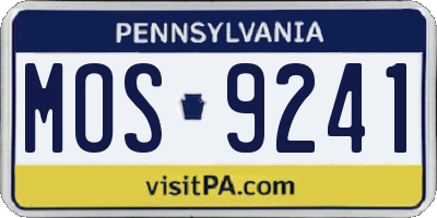 PA license plate MOS9241