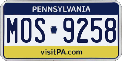 PA license plate MOS9258