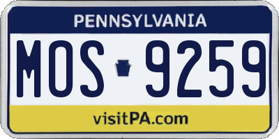 PA license plate MOS9259