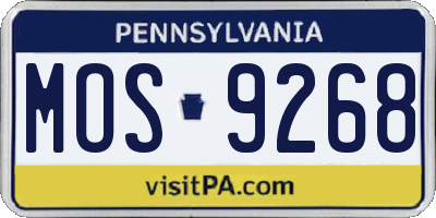PA license plate MOS9268