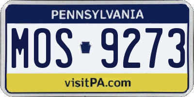PA license plate MOS9273