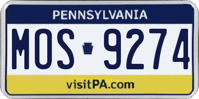 PA license plate MOS9274