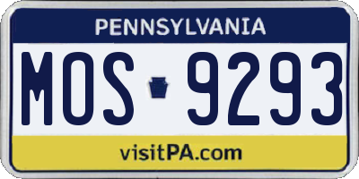PA license plate MOS9293