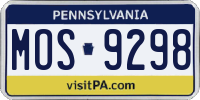 PA license plate MOS9298