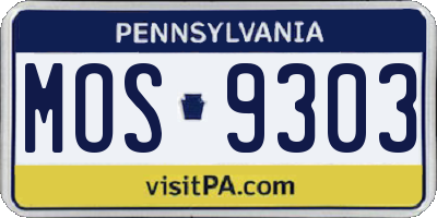 PA license plate MOS9303