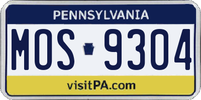 PA license plate MOS9304