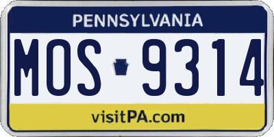 PA license plate MOS9314