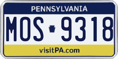 PA license plate MOS9318