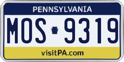 PA license plate MOS9319