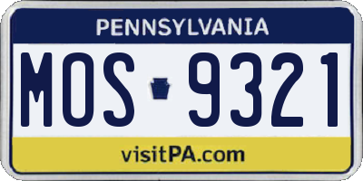 PA license plate MOS9321